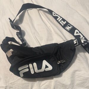 FILA Black Logo Waist Bag - Adjustable Crossbody Belt Bag